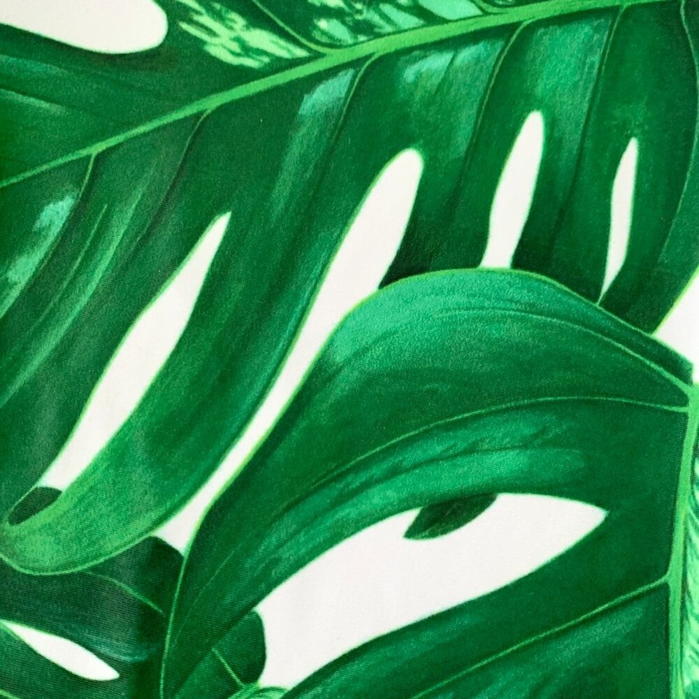 CHRLDR Monstera Leaf 3/4 Leggings Athleisure Yoga Tropical Resort Activewear - Picture 3 of 14